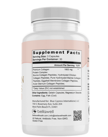 Collagen Peptides Types I, II, III, V, X by Bellawell - Bellawell Health