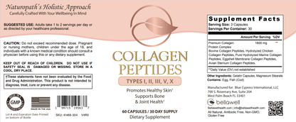 Collagen Peptides Types I, II, III, V, X by Bellawell - Bellawell Health