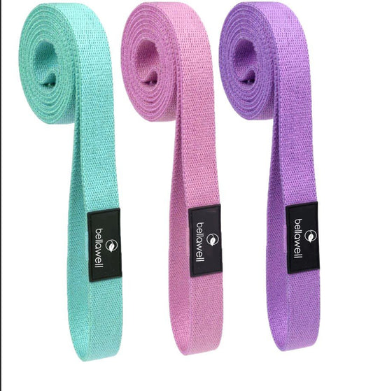 Long Resistance Bands 3 Strengths Purple, Pink and Green - Bellawell Health