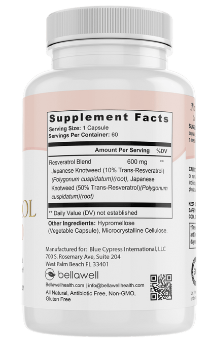 Resveratrol 600 mg by Bellawell - Bellawell Health