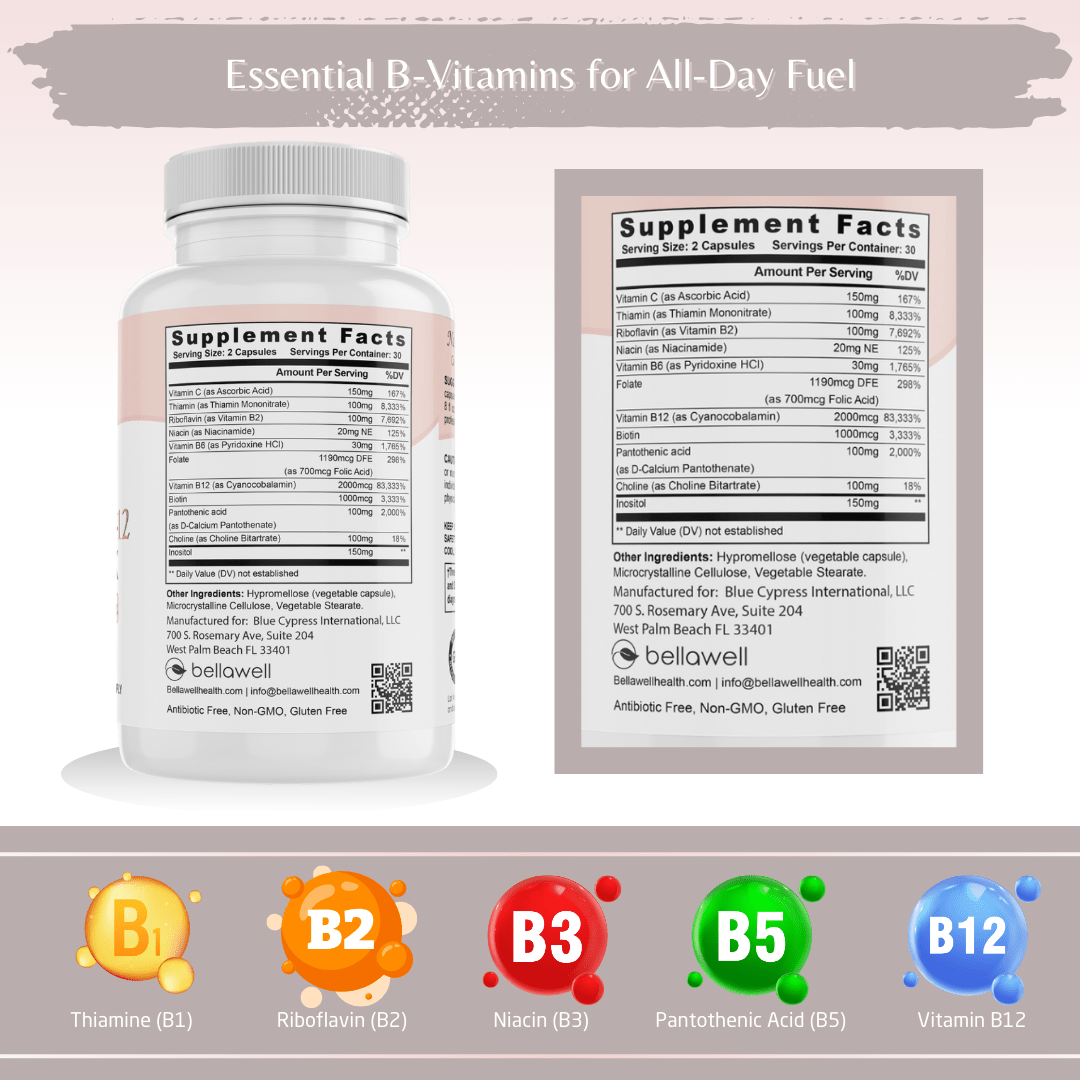 Vitamin B-Complex With Folate by Bellawell - Bellawell Health