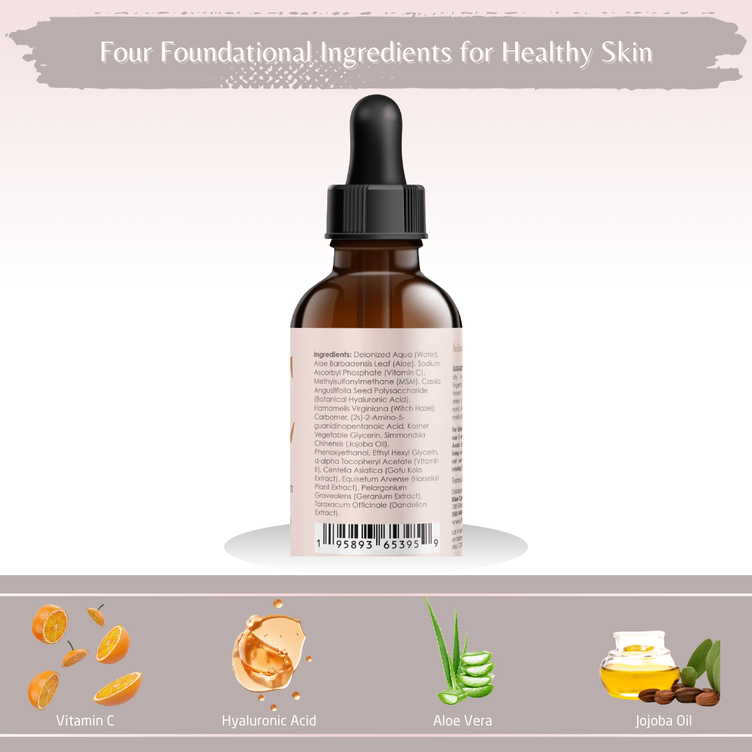 Vitamin C Serum for Face With Hyaluronic Acid, Vitamin E, Aloe Vera, and Jojoba oil 2 fl oz by Bellawell - Bellawell Health