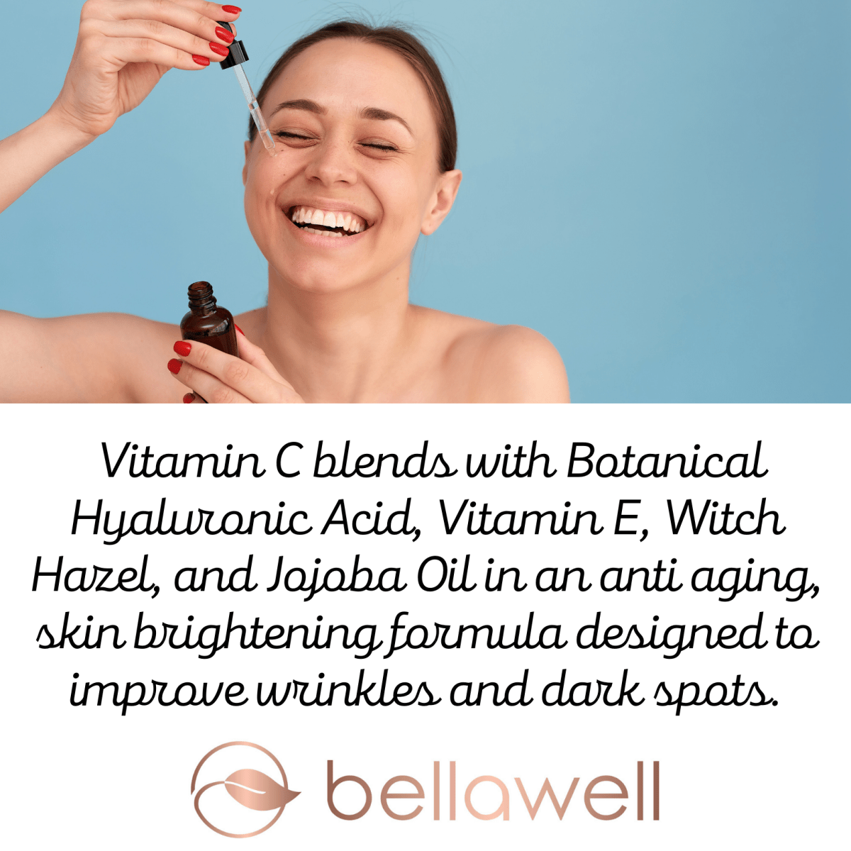 Vitamin C Serum for Face With Hyaluronic Acid, Vitamin E, Aloe Vera, and Jojoba oil 2 fl oz by Bellawell - Bellawell Health